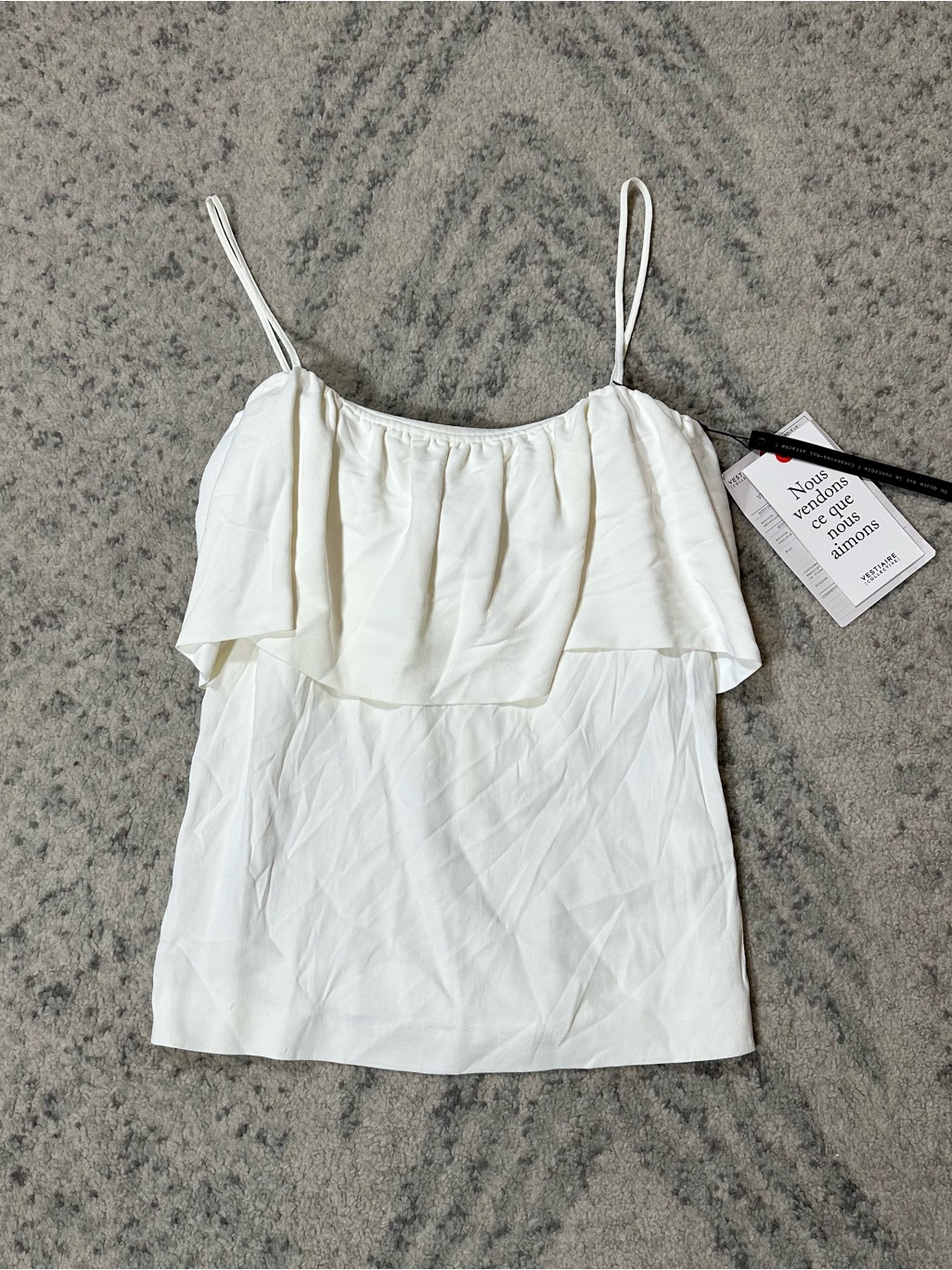 Msgm Nwt Layered White Ruffled Camisole Top
